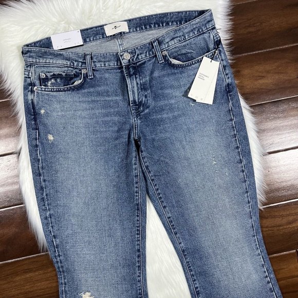 7 For All Mankind Size 31 Embellished Maribel Original Bootcut Denim Jeans - Picture 3 of 12